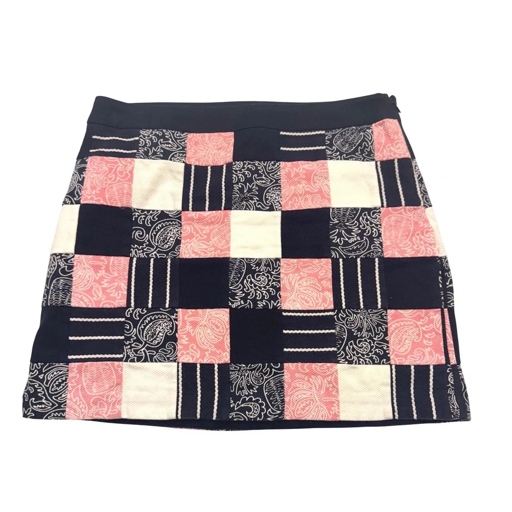 Vineyard Vines Patchwork Mini Skirt Pink Navy White Preppy‎ Size 6